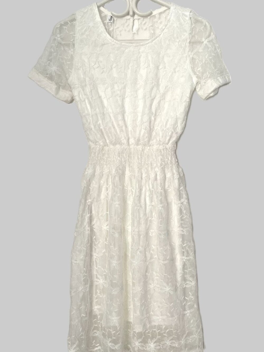 White Lace Fit & Flare Dress | Romantic Cottagecore | Size S